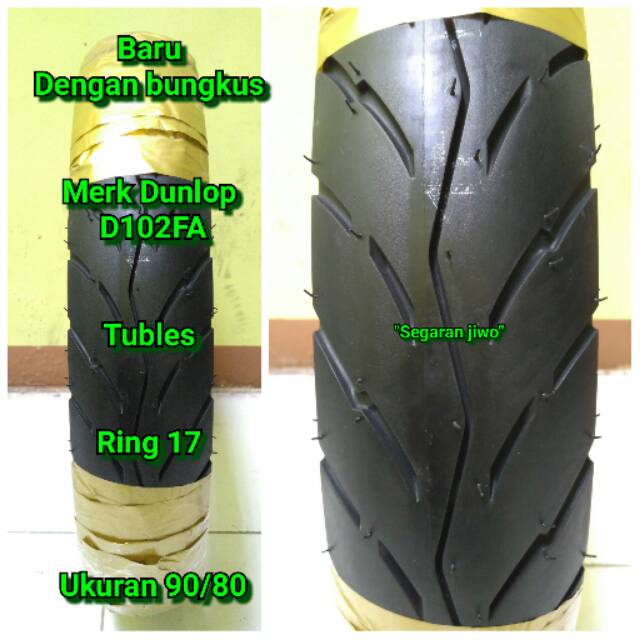Ban motor tubles ring 17 ukuran 90/80 merk Dunlop D102 Ban depan vixion new