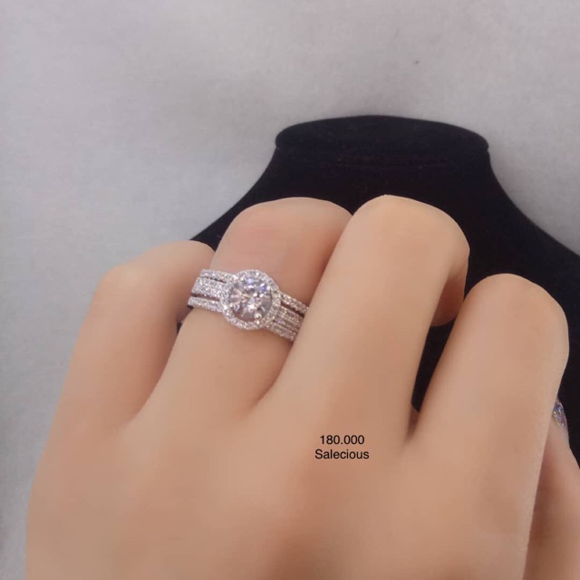 Cincin perhiasan Lapis emas luxury dengan zircon italy asli