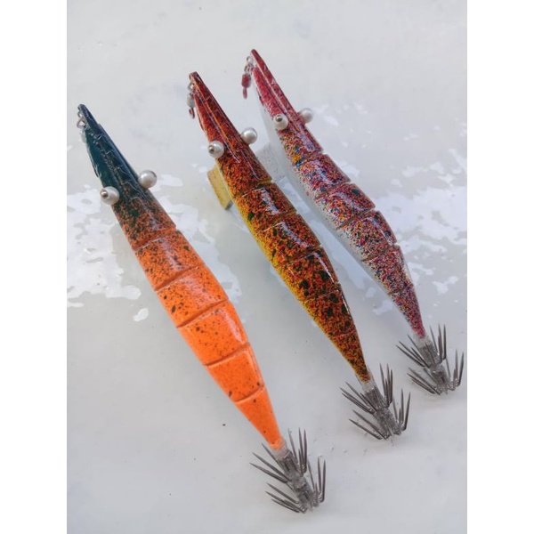 Udang kayu UMPAN PANCING CUMI egi motif ukir handmade