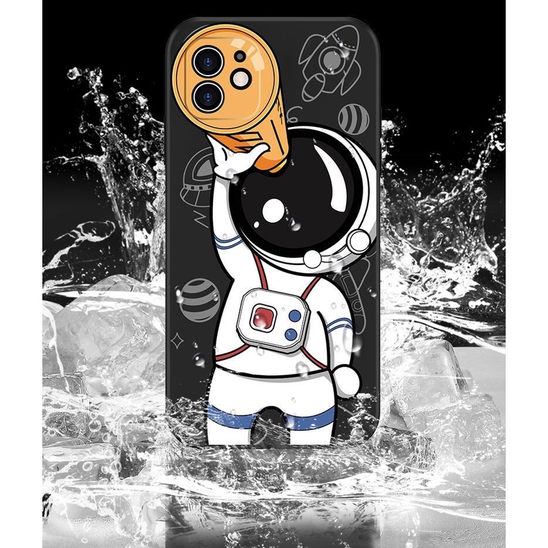 Hand strap + silicone astronaut case iphone 12 pro max 12mini 11 pro max iphone XR X/Xs max 7/8/se2020 7plus/8plus all-inclusive anti-fall soft shell protective cover