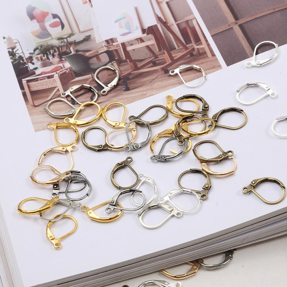 10pcs Kait Anting Bahan Kuningan Lapis Silver / Emas / Perunggu