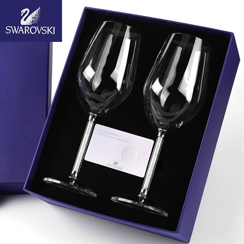 GELAS SWAROVSKI GELAS WINE SILVER KRISTAL GELAS WINE SET GELAS WINE WITH BOX