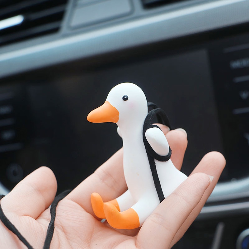 Hand-made Cute Plaster Swing Duck Car Pendant with Hanging Rope / Auto Rearview Mirror Ornaments