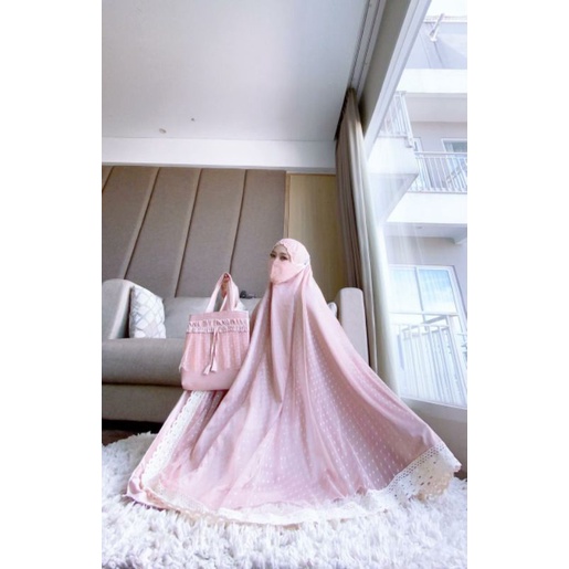 MUKENA JUMBO TILLEU DOT VELVET PREMIUM RENDA RAJUT