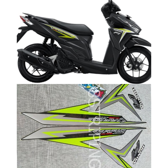 STIKER STRIPING LIS STANDAR ORI HONDA VARIO 125 F1 FI IDLING STOP TECHNO HIJAU TAHUN 2016
