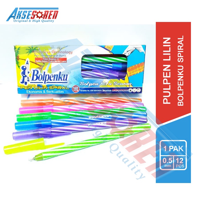 

PEN LILIN BOLPENKU [SPIRAL/1 PACK] / PULPEN 1 PAK MURAH / BOLPOINT 1 BOX / BOLPEN / BOLPOIN / BULPEN / POLPEN / PENA / BALLPOINT / BALPOINT / BULPOIN 1 LUSIN