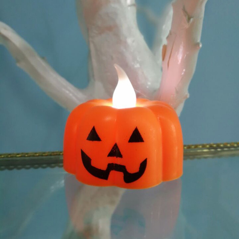 Lampu Lilin LED Elektronik Bentuk Labu Tengkorak Untuk Dekorasi halloween