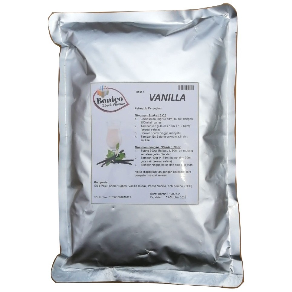 

BONICO VANILLA powder 1KG Bubuk minuman VANILA powder ice blend milk shake vanili