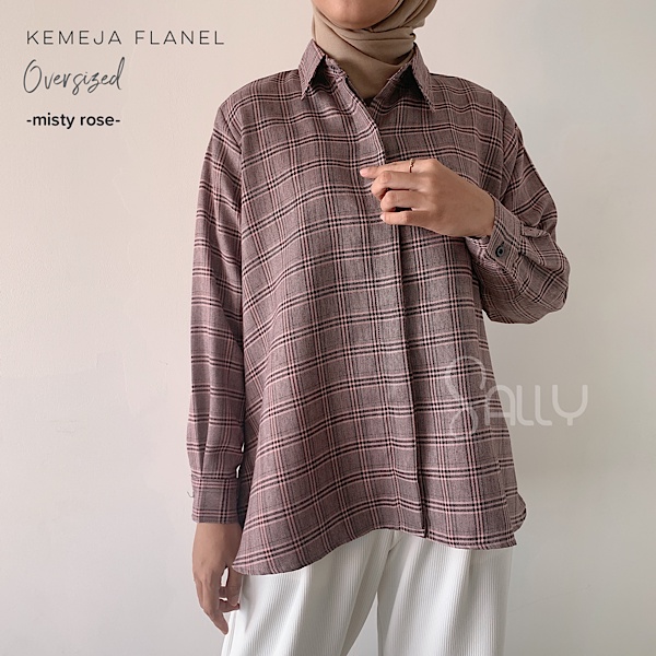 Kemeja flannel-misty rose