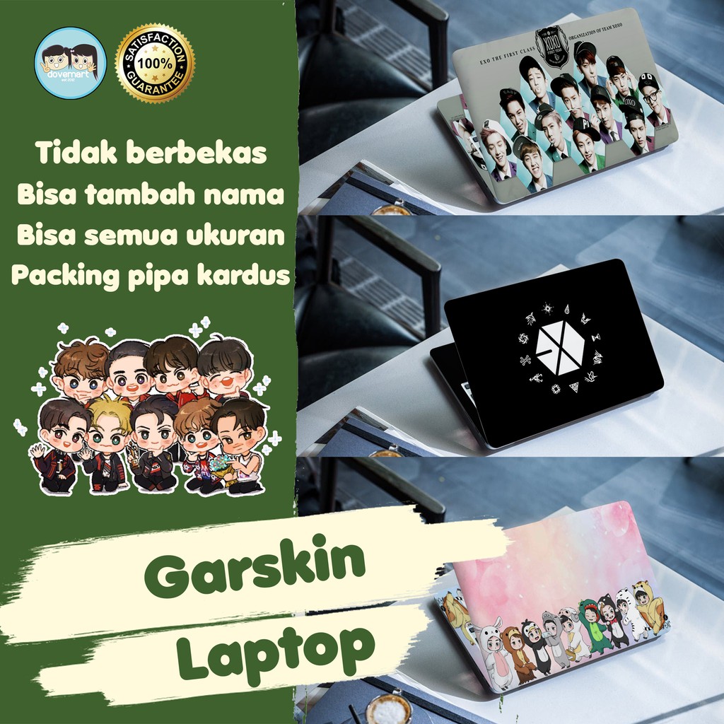 Garskin Laptop Stiker Anti Gores Full Body EXO Kpop Custom 10 12 13 14 15 inch Universal Untuk Semua