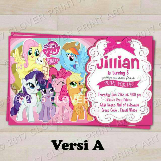 Isi 10 Kartu Undangan Ulang Tahun Birthday Invitation Little Pony