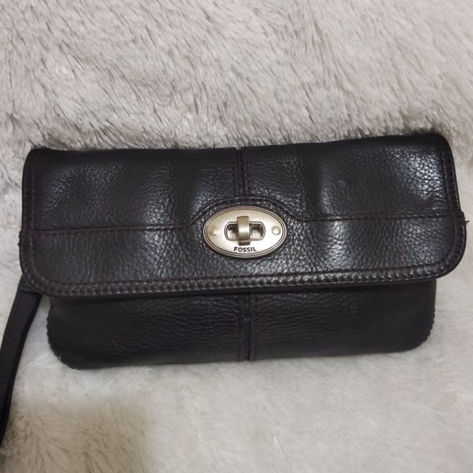 Fossil Maddox Foldover Clutch Black Preloved Pl