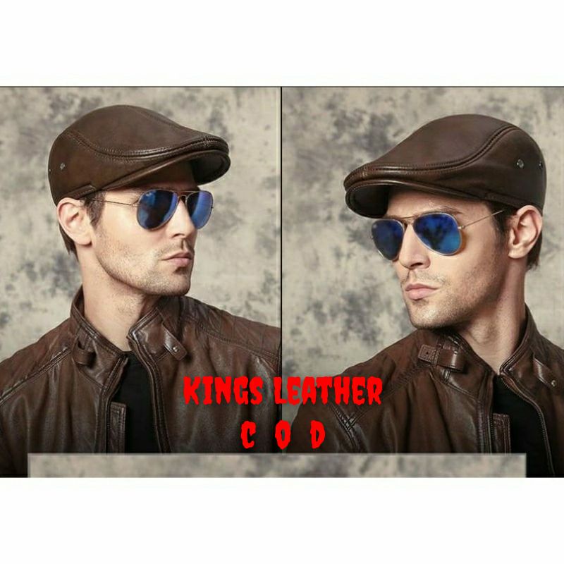 Topi kulit asli garut model pet premium