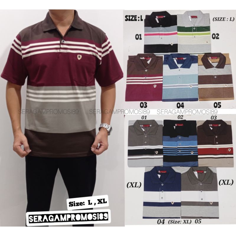 kaos kerah balok cun-nam salur pria L XL - KAOS KERAH KATUN PRIA - KAOS KERAH PRIA COD - GROSIR