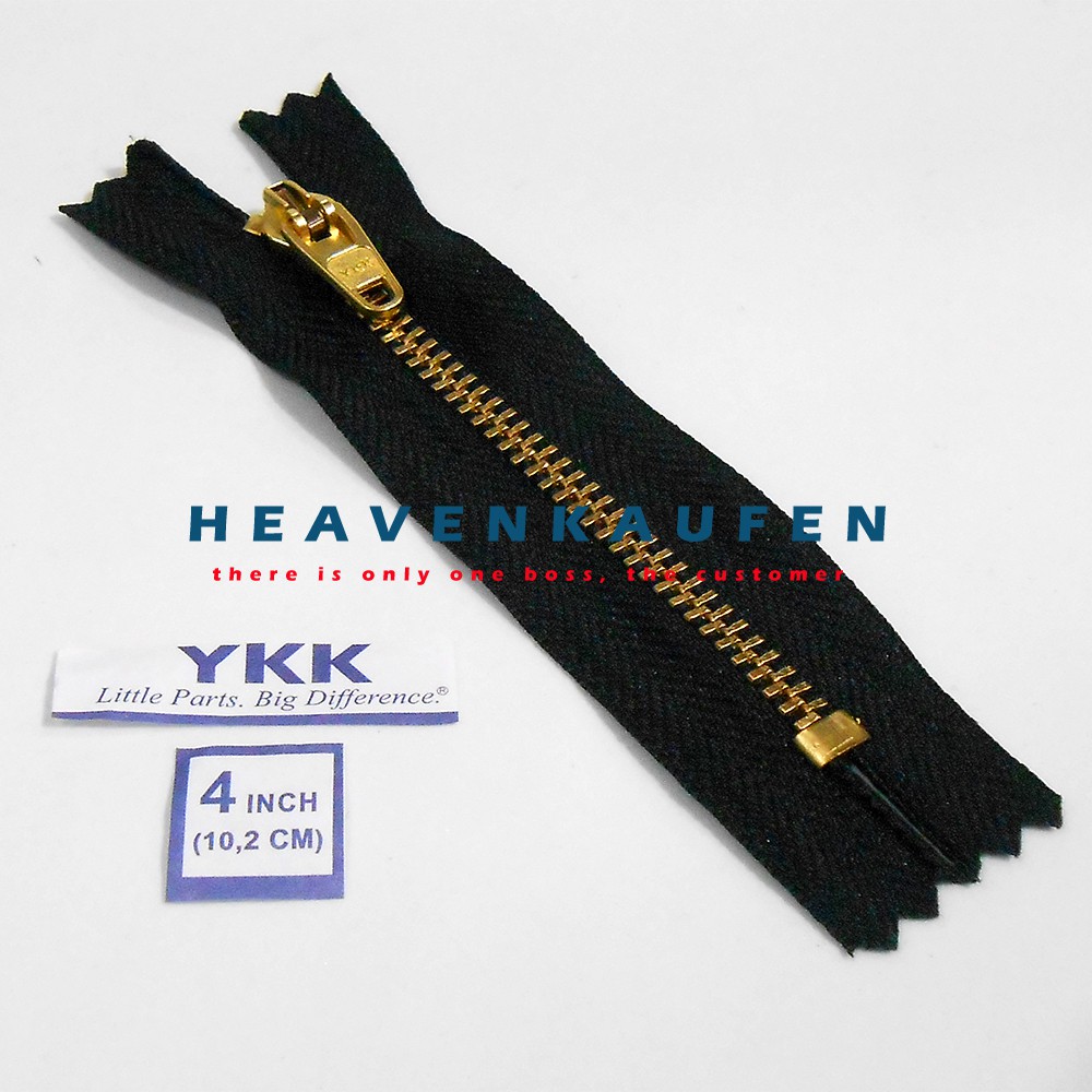 Resleting Jeans YKK 4 inch/10,2 cm Hitam - Gold