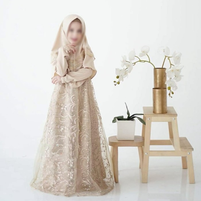 Baju Anak H7M5 7-9 Tahun HAWA KIDS Brukat Terbaru termurah premium berkualitas fashion muslim modern