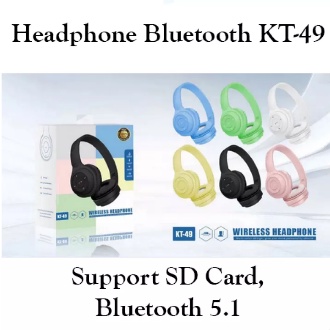 Headphone Bando Bluetooth KT-49 Support TF Card Bluetooth 5.1 Headphone Wireless Sport Headset HiFi Sound Quality Longtime Standby for Android Ios - Acc Plus