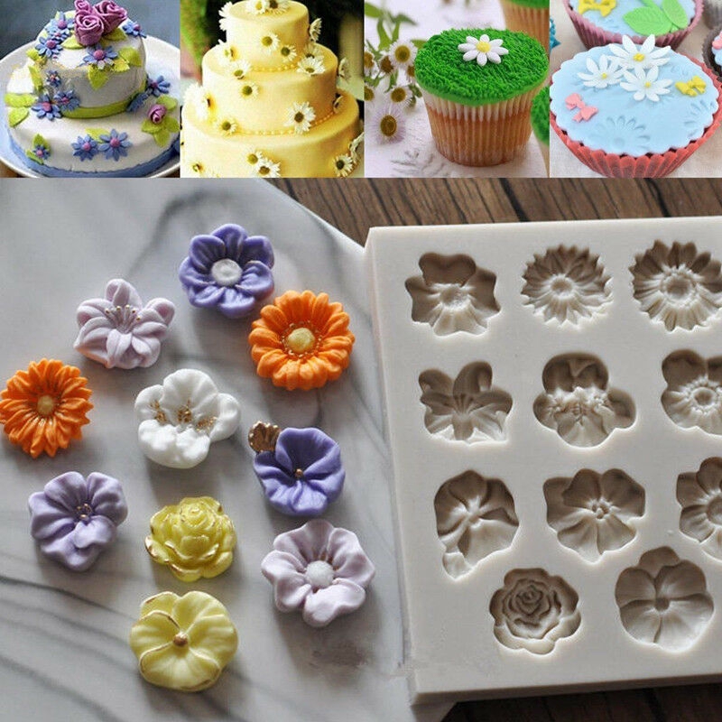 3d Mini Bunga Cetakan Silikon Permen Cetakan Coklat Cupcake Fondant Dekorasi Kue Dapur DIY Alat Kue Clay Sabun Mold