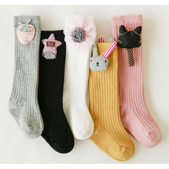 Knee Sock Rabbit Cat Strawberry kaos kaki selutut anak perempuan