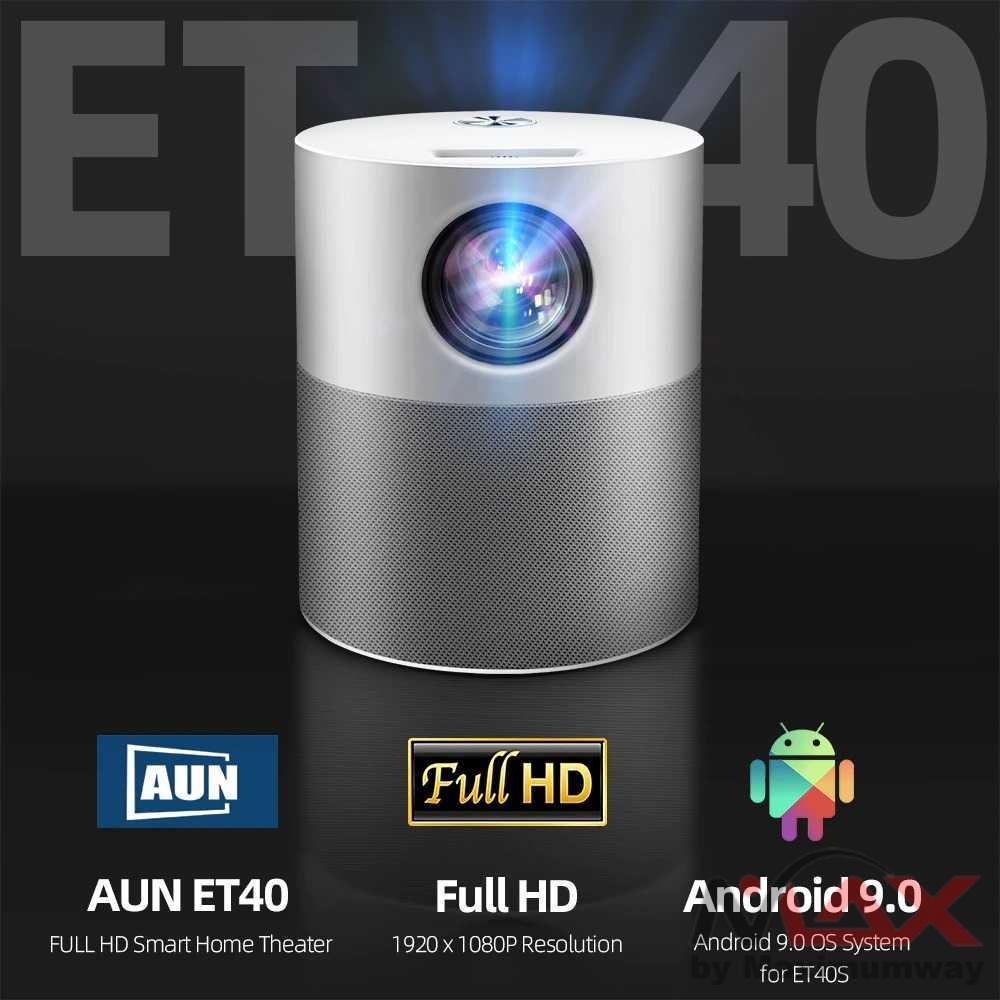 AUN Proyektor Bioskop Rumah Built-in Android 9.0  Layar Bisa 3meter Smart android TV Portable Projector Android 9.0 1080P 4000 lumens ET40S Home Entertainment Projector Office Projector Presentation Profesional Smart TV