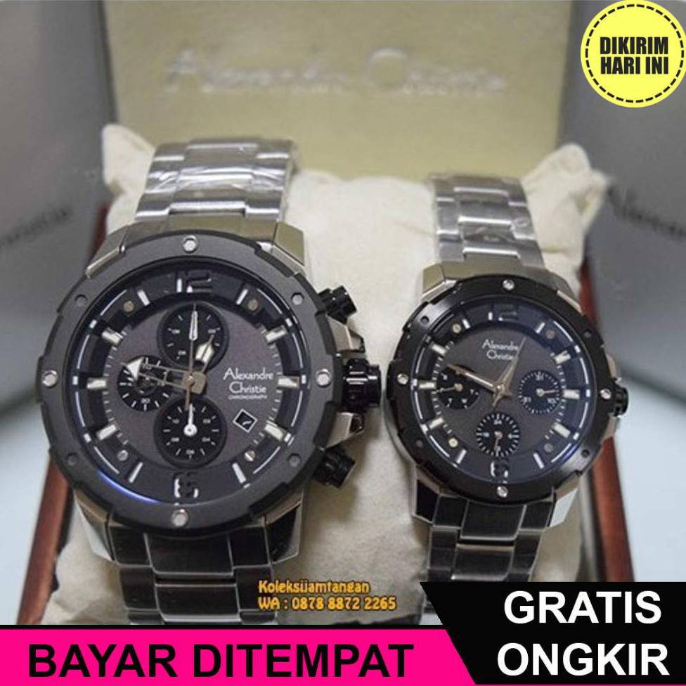 (BAYAR DITEMPAT) OE4105 JAM TANGAN COUPLE PASANGAN ALEXANDRE CHRISTIE AC 6410 AC6410 SILVER BLACK