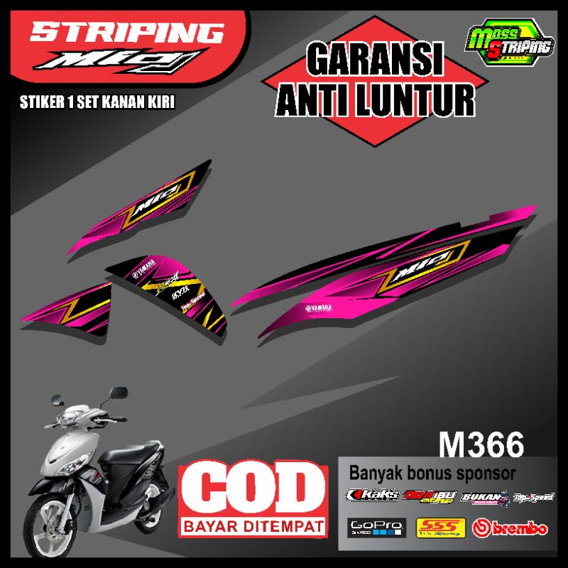 Striping Mio J Stiker Mio J Sticker Setiker Variasi Motor Yamaha Mio J Merah Biru Hijau Pink Stabilo