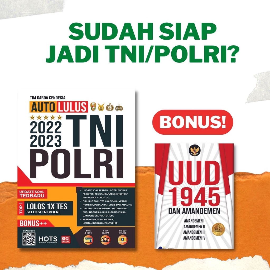 BUKU TES TNI POLRI | AUTO LULUS TNI POLRI 2022-2023 UPDATE SOAL TERBARU / BUKU TES SELEKSI REKRUTMEN