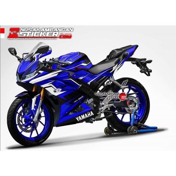 Decal Stiker R15 V3 Biru Grafis Putih