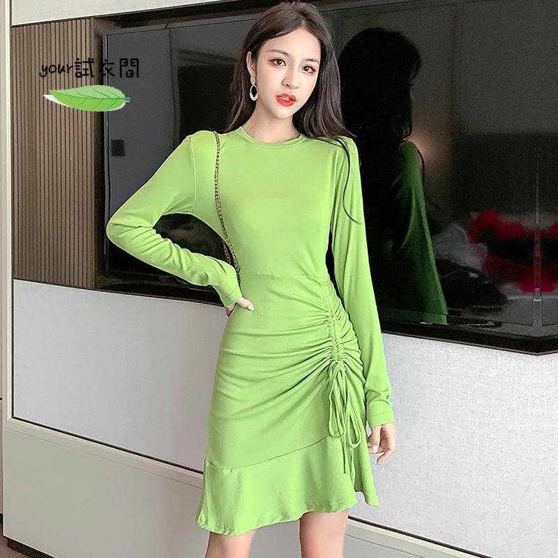  Dress  Casual Model  Lengan Panjang Warna  Hijau  Alpukat 