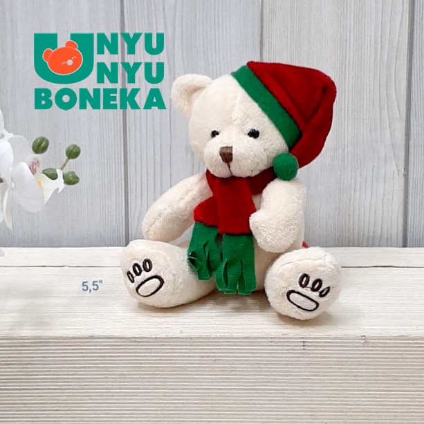 Boneka teddy Bear Natal 15cm/boneka christmas gereja souvenir kado RUSA SANTA