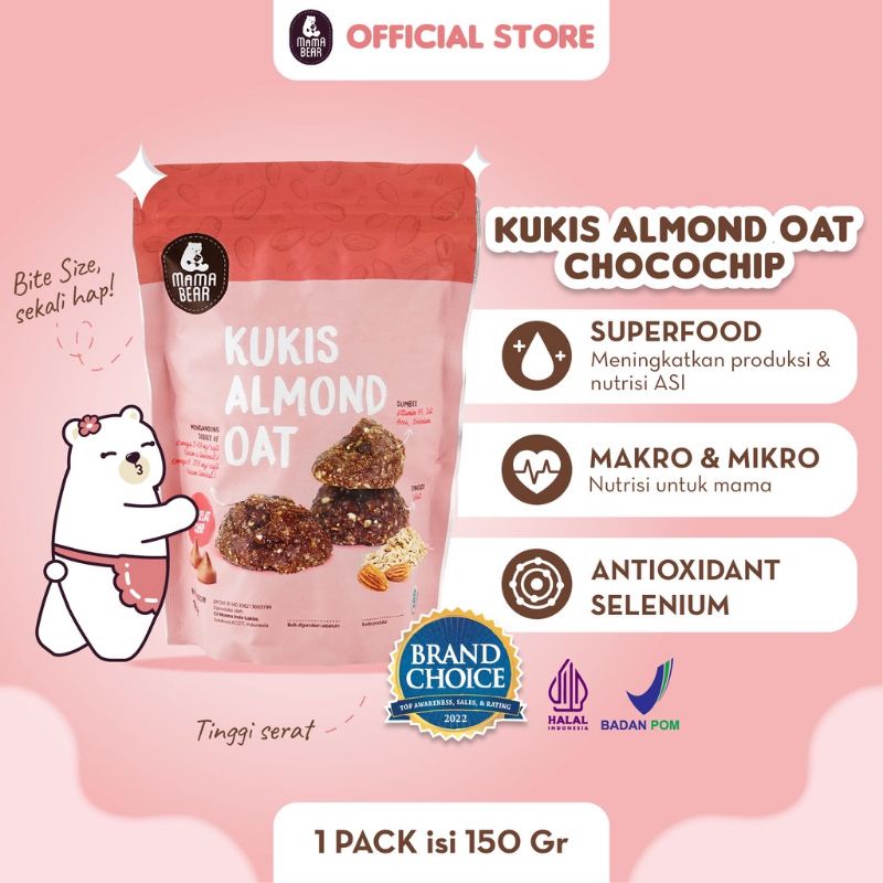 MAMA BEAR - KUKIS ALMOND OAT EXP 23 08 2023 - COOKIES ALMOND - KUE ALMOND - BOOSTER ASI - PELANCAR ASI