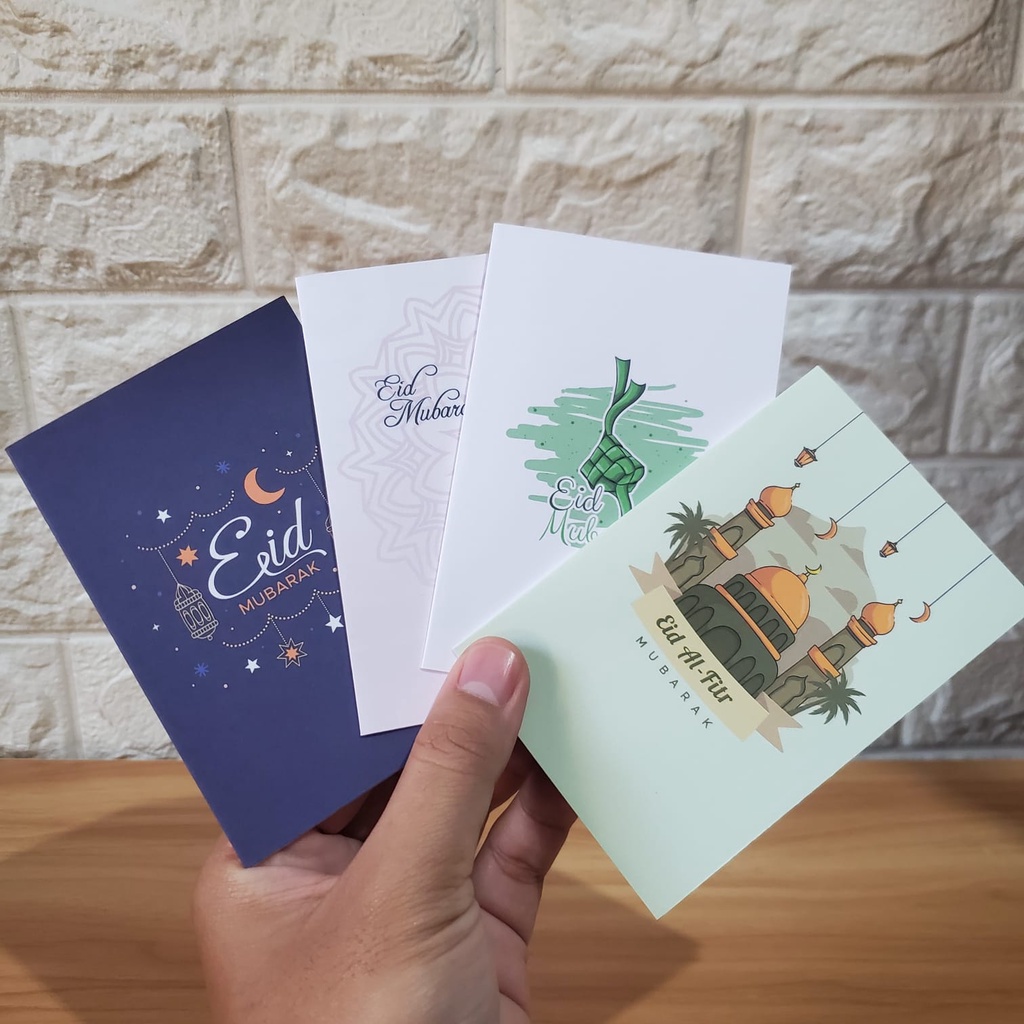 KARTU UCAPAN LEBARAN / IDUL FITRI LIPAT DUA DENGAN AMPLOP KRAFT