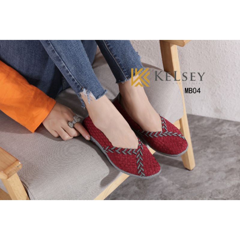 Kelsey Sepatu Rajut Wanita MB04 Sepatu Rajut Flat Wanita Flats Shoes Rajut anyaman