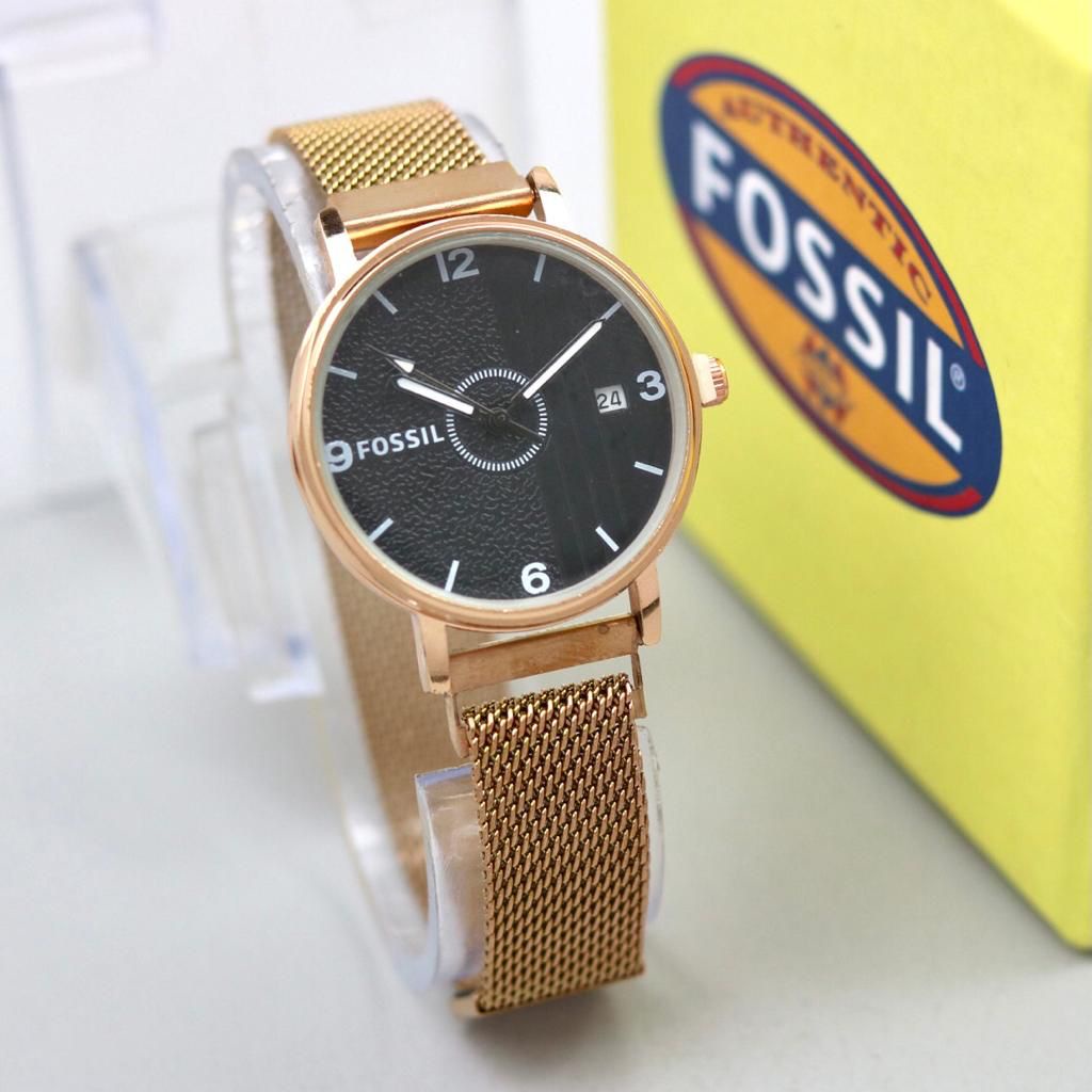 Jam Tangan Wanita Fashion Y1304K Tali Rantai Pasir Tanggal Aktif Free Box Exclusive &amp; Baterai