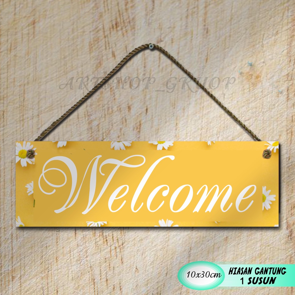 Hiasan pintu Hiasan dinding pajangan pintu shabby walldecor poster kayu. pajangan rumah WELCOME