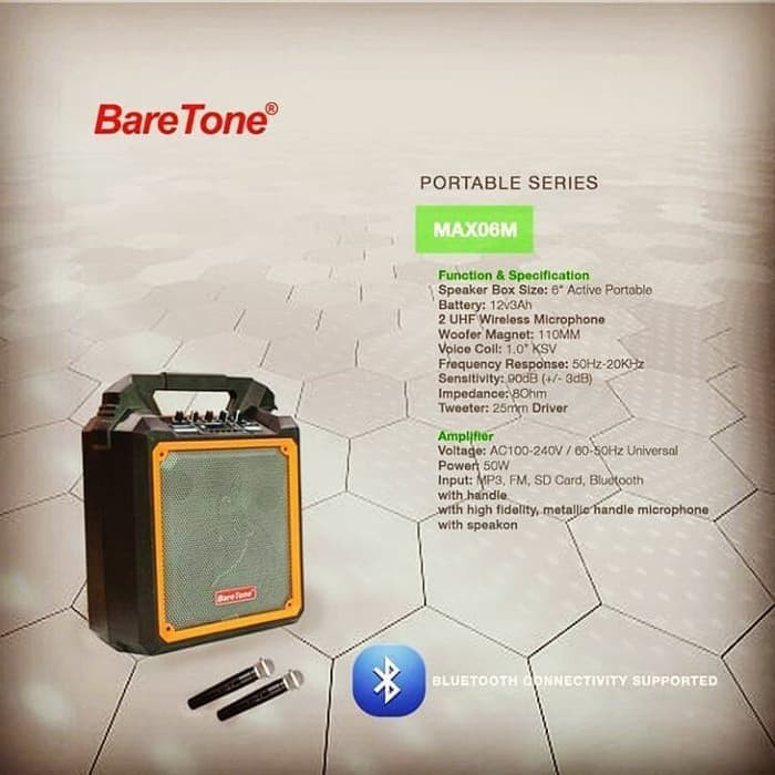 SPEAKER BARETONE PORTABLE MAX 06 MX bonus 2pc busa mic