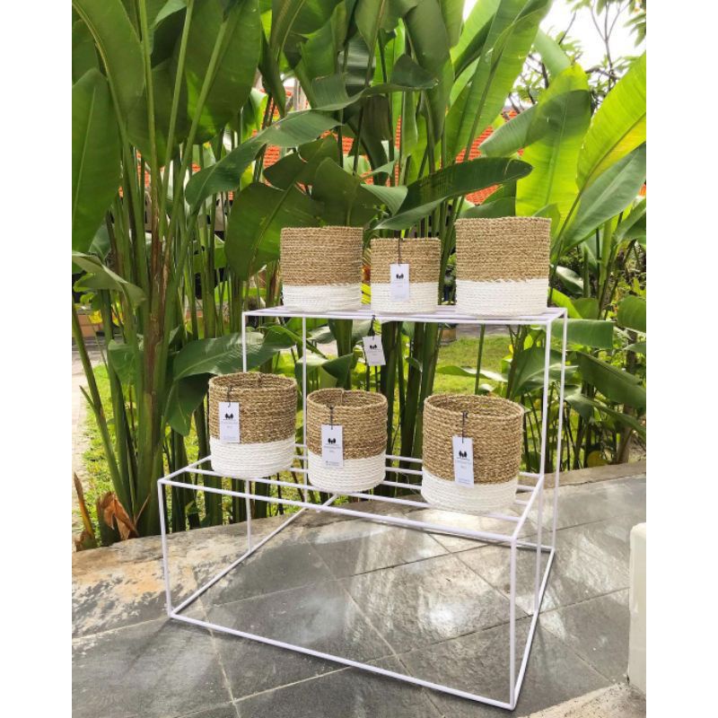 50CM X 50CM X 50CM / STANDING POT MINIMALIS 2 SUSUN DEGAN RAM POT