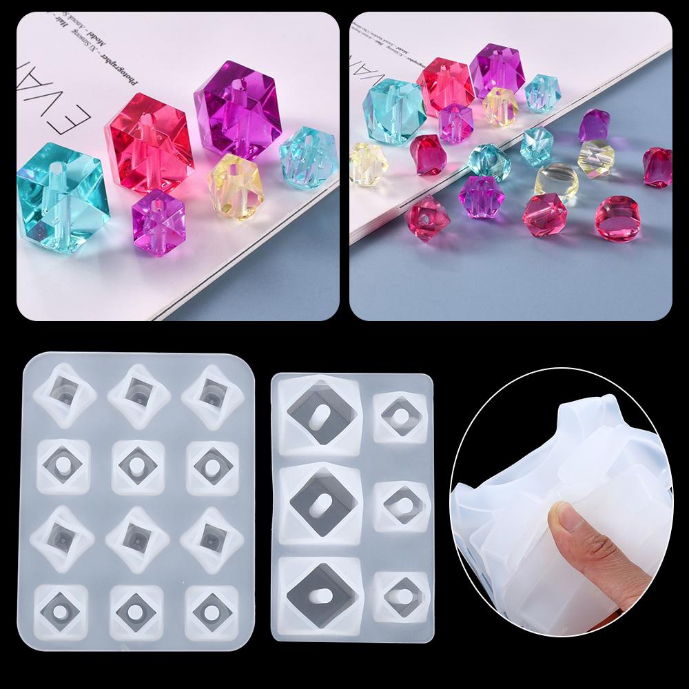 Preva Manik-Manik Berlian Manik-Manik Cetakan Silikon Ornamen Kerajinan DIY Epoxy Resin Membuat Perhiasan Alat
