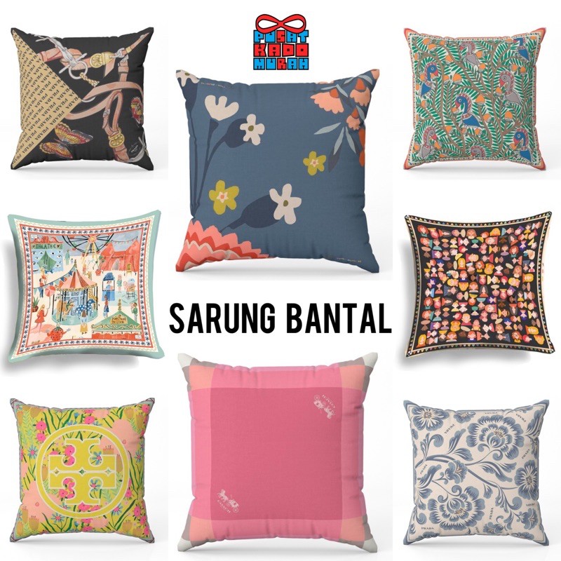 COVER SARUNG Bantal Sofa Print Motif Brand Luxury 40x40cm - Pusat Kado Murah