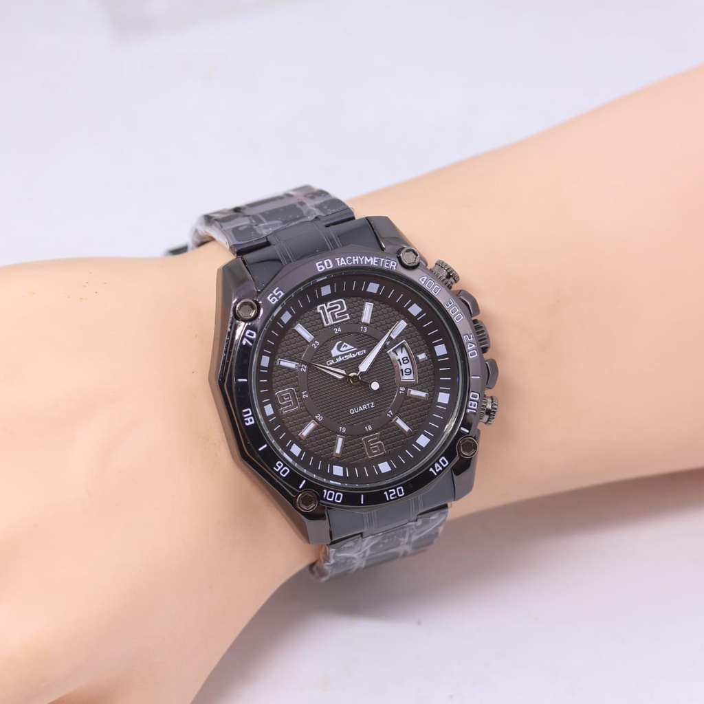 Jam Tangan Fashion Pria E4853V Tali Rantai Tanggal Aktif Free Box &amp; Baterai