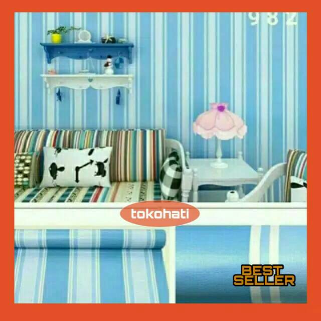 Wallpaper dinding salur biru,wallpaper salur