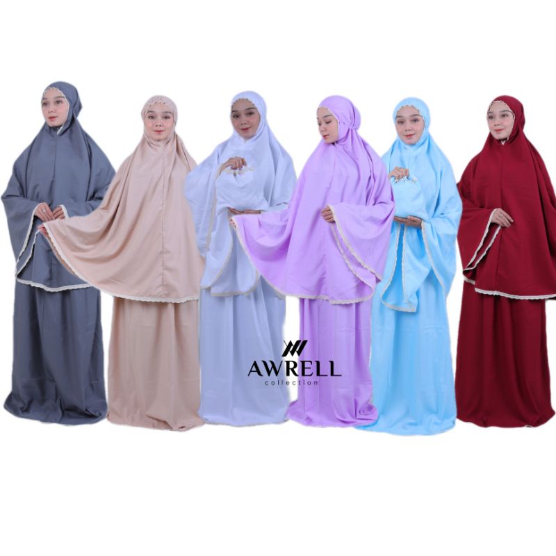 Awrellcollection - Mukena Traveling Polos Katun Premium free Tas