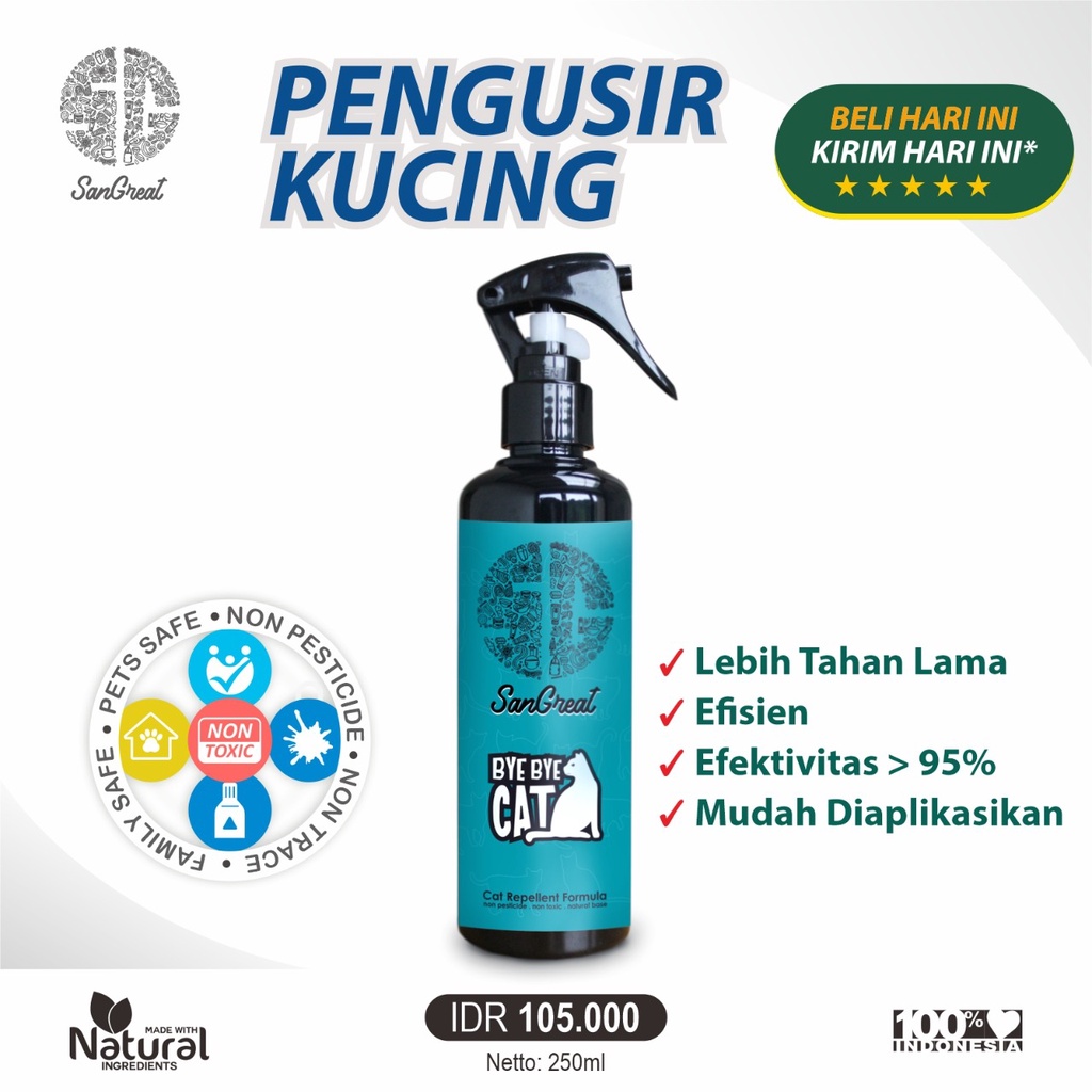 Semprotan anti kucing pengusir kucing alami spray 250 ml bye bye cat untuk mencegah kucing berak dan spraying pipis pup sembarangan