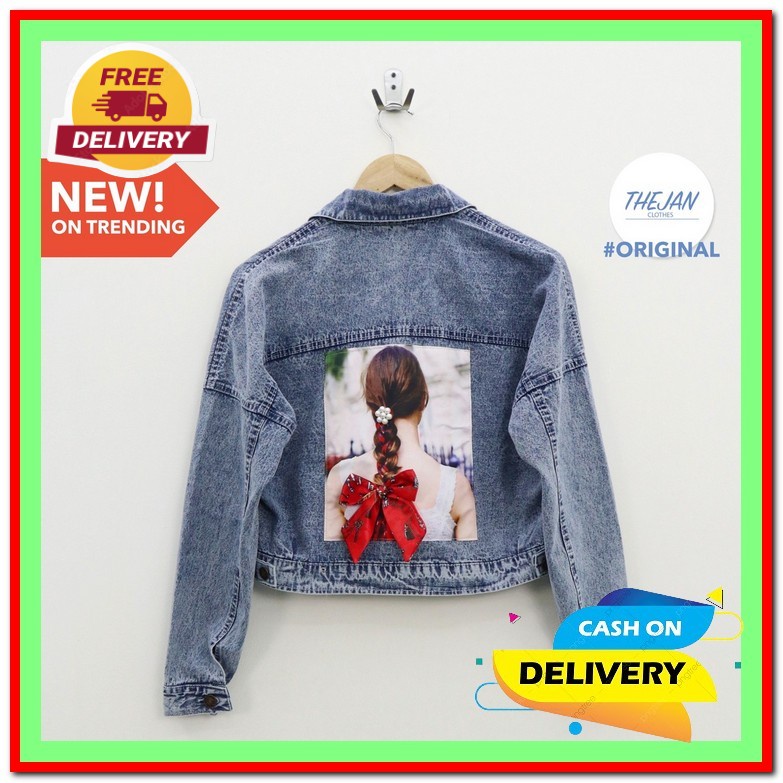 Jaket Jeans Wanita Oversize Jumbo Import Murah Kekinian Jacket Jins Ce Cod - Evoy Jaket Kanvas Teb (