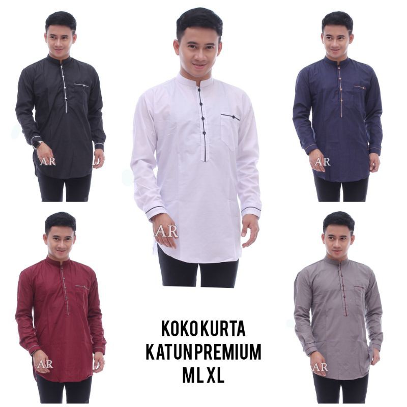 Baju Koko Kurta Lengan Panjang Katun Premium Busana Muslim Pria Ozila