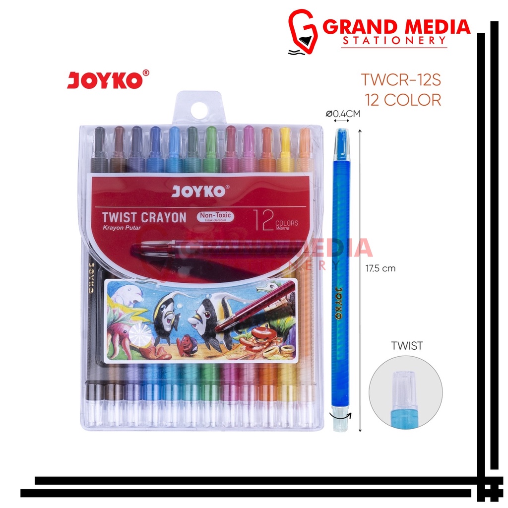 

[GRAND MEDIA] OIL PASTEL / TWIST CRAYON / CRAYON PUTAR JOYKO TWCR-12S
