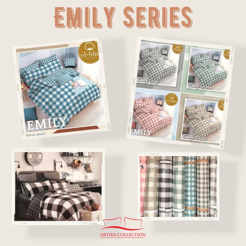 Sprei Katun Lokal Emily Aestetic UK 90x200 120x200 Tanpa Sarung Bantal Sarung Guling  Bedcover