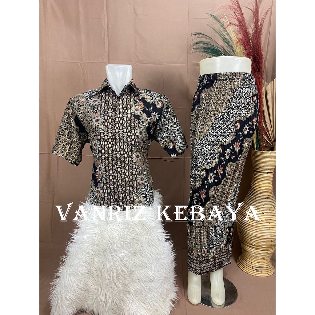 BATIK COUPLE/KEMEJA BATIK COUPLE/BATIK COUPLE LENGAN PENDEK/ROK PLISKET COUPLE-1