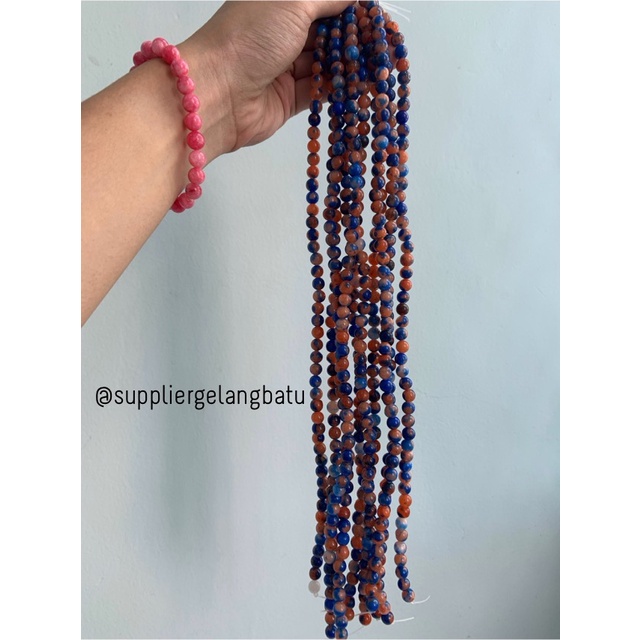 bahan batu import cloisonne 8mm round stone beads natural biru orange