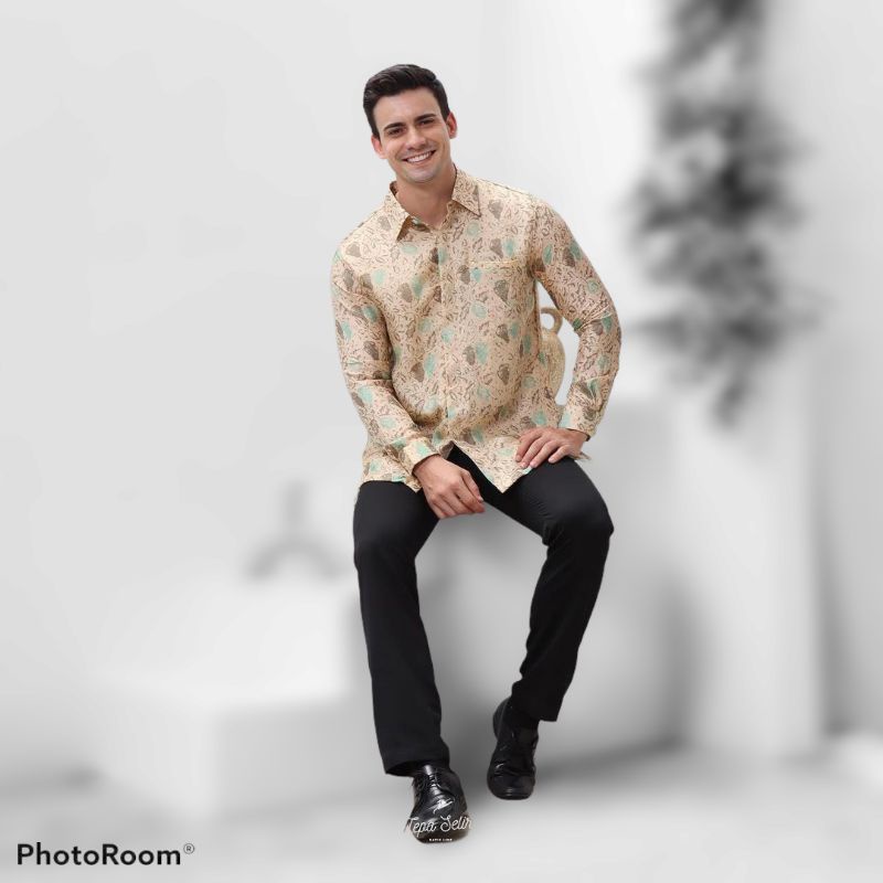 baju batik pria modern kemeja batik pria lengan panjang bahan viscose